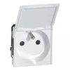Image de Legrand 077119 Prise de avec Volet Mosaic, Connexion par Bornes Automatiques, Courant 2P+T, 2 Modules, Blanc