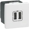 Image de Legrand 077594 Mosaic USB Chargeur, Type-A, 2.4A, 12W, 2 Module, 230V ou 5V, Blanc
