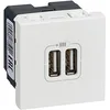 Image de Legrand - Double chargeur USB Type-A Mosaic 3A 2 modules - blanc
