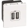 Image de Prise double USB Legrand - Gamme Mosaic - Blanc - 2400 mA