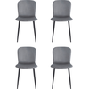 Image de Lot de 4 chaises en velours VALERIA coloris gris
