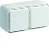 Image de prise de courant 2p+t double horizontale 16a hager cubyko complète saillie blanche