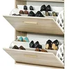 Image de SIMMOB Meuble à Chaussures Chêne Vintage - Rideau Blanc
