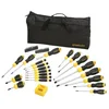 Image de STANLEY Stht0-62113 Set de 42 Tournevis avec Sac Nylon + Tournevis Porte-Embouts + Embouts + magnétiseur - Extrémité de La Poignée Lisse - Tournevis Acier Chromé - Anticorrosion - Revêtement SoftGrip