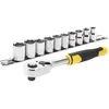 Image de Stanley STMT82670-0 Cliquet 72 Dents   3/8’’ + 10 Douilles - Angle De Reprise 5° - Levier D'Inversion Pour Basculement Rapide, Pratique Et Sécurisé À Une Main   11 Pièces