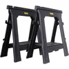 Image de Stanley Stst1-70713 Tréteau Pliable Lot de 2 Pièces - 450 kg Par Paire - Caoutchouc Anti-Dérapant Sur Les Pieds - Rainure en V pour Découpes d'Appoints - Structure Résistante et Légère Noir