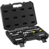 Image de Stanley STMT82829-1 Coffret De Douilles 3/8’’ + Cliquet 72 Dents + Embouts 1/4" - Coffret Compact Et Résistant À Attaches En Métal - Jeu De 45 Pièces Multicolore