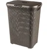Image de Curver Coffre à Linge Style 60L - Bac à Linge Sale avec Couvercle - Aspect Rotin Texturé, Bonne Aération - Poignées Ergonomiques - pour Salle de Bain ou Buanderie - 45 x 34 x 62 cm - Chocolat