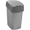 Image de CURVER Flip Bin - Poubelle 10L à couvercle basculant - Pour Cuisine, Bureau, Salle de Bain - 18,9 x 23,5 x 35 cm - Gris clair et Anthracite