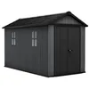 Image de Keter Newton Plus Abri de jardin extérieur, résine Evotech, aspect bois, avec fenêtres, lucarne et peut être fermé (7513)