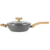 Image de MENASTYL - Sauteuse cannelle 24cm avec couvercle en verre et poignées bois clair - 6020039