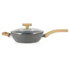 Image de Sauteuse - MENASTYL - 24 cm - Cannelle - Avec couvercle en verre - Poignées bois clair