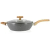 Image de MENASTYL - Sauteuse en aluminium forgé avec couvercle 28cm et poignée effet bois clair - 6020040