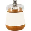 Image de OGO LIVING - Moulin à sel 8.5cm en bois de hêtre effet cuir blanc - 7911153