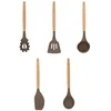 Image de MENASTYL - SET 5 USTENSILES ELIOTT EN SILICONE AVEC MANCHE EN BOIS - 6014112