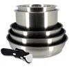 Image de Batterie de cuisine - Induction - MENASTYL - 7930018 - Inox - 6 pièces - Poignée amovible - Gris