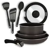 Image de MENASTYL - Set de 8 pièces IRIS - 1 casserole 20cm + 2 poêles 24/28cm + 1 couvercle 20cm + 1 poignée amovible + 1 cuillère + 2 spatules ajourées - Compatible tous feux dont induction - 6020450