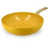 Image de MENASTYL - Wok 28cm avec revêtement antiadhésif céramique (Sans PFAS/Sans PTFE) tous feux dont induction - En Aluminium - Gamme Colorama - Safran - 6020839