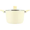 Image de MENASTYL - Faitout 24cm avec revêtement antiadhésif céramique (Sans PFAS/Sans PTFE) tous feux dont induction - En Aluminium - Gamme Colorama - Crème - 6020852
