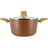 Image de MENASTYL - Faitout 20cm Colorama noisette - En Aluminium - Revêtement antiadhésif en céramique - Tous feux dont induction