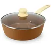 Image de MENASTYL - Sauteuse 24cm avec revêtement antiadhésif céramique (Sans PFAS/Sans PTFE) tous feux dont induction - En Aluminium - Gamme Colorama - Noisette - 6020868
