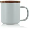 Image de OGO LIVING - Tisanière Juliet Perle 300ml - Idéale pour le thé et la tisane - Mug à thé en grès et couvercle en bois d'acacia