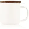 Image de OGO LIVING - Tisanière Juliet blanc 300ml - Idéale pour le thé et la tisane - Mug à thé en grès et couvercle en bois d'acacia