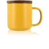 Image de OGO LIVING - Tisanière Juliet Jaune 300ml - Idéale pour le thé et la tisane - Mug à thé en grès et couvercle en bois d'acacia