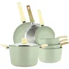 Image de MENASTYL - Set de 7 pièces Colorama Céladon - Poêles/Casseroles/Faitout - En aluminium - Revêtement antiadhésif en céramique - Tous feux dont induction