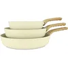 Image de MENASTYL - Set de 3 poêles Colorama Crème - Poêle 20/24 et 28 cm - En aluminium - Revêtement antiadhésif en céramique - Tous feux dont induction