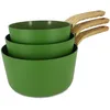 Image de MENASTYL - Set de 3 casseroles Colorama olive - Casserole 16/18 et 20 cm - En aluminium - Revêtement antiadhésif en céramique - Tous feux dont induction