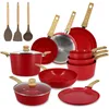 Image de MENASTYL - Batterie de cuisine 13 pièces avec revêtement antiadhésif céramique (Sans PFAS/Sans PTFE) tous feux dont induction - En Aluminium - Gamme Colorama - Magenta - 6014026