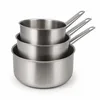 Image de MENASTYL - Lot de 3 casseroles inox 16/18/20 cm tous feux dont induction - Gamme Professionnel - Fond sandwich aluminium - Sans PFAS/PTFE/PFOA - 6014033