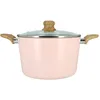 Image de MENASTYL - Faitout 24cm avec revêtement antiadhésif céramique (Sans PFAS/Sans PTFE) tous feux dont induction - En Aluminium - Gamme Colorama - Rose - 6020927