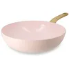 Image de MENASTYL - Wok 28cm avec revêtement antiadhésif céramique (Sans PFAS/Sans PTFE) tous feux dont induction - En Aluminium - Gamme Colorama - Rose - 6020929