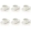 Image de OGO LIVING - Lot 6 tasses 9cl et soucoupes 12cm urus en porcelaine bleu et blanc - 2414170