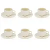 Image de OGO LIVING - Lot 6 tasses 9cl et soucoupes 12cm urus en porcelaine beige/blanc - 2414172