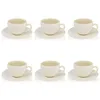 Image de OGO LIVING - Lot 6 tasses 21cl et soucoupes 15cm urus en porcelaine beige/blanc - 2414173