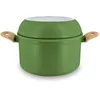 Image de MENASTYL - Batterie de Cuisine Empilable - Gamme The Super Ball - 98% d'Aluminium Recyclé - Compact - Revêtement Céramique Antiadhésif - Tous Feux dont Induction - Couleur Olive - 8 Pièces