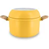 Image de MENASTYL - Batterie de Cuisine Empilable - Gamme The Super Ball - 98% d'Aluminium Recyclé - Compact - Revêtement Céramique Antiadhésif - Tous Feux dont Induction - Couleur Safran - 8 Pièces