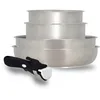 Image de MENASTYL - Batterie de cuisine inox 18/10 amovible 5 pièces Iris Inox sans PFAS - Tous feux dont induction, four, réfrigérateur et lave-vaisselle - Empilable et résistante - Poignée double sécurité