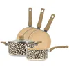 Image de MENASTYL - Batterie de cuisine 5 pièces Léopard 24cm tous feux dont induction - Revêtement antiadhésif - Aluminium recyclé - Poignée effet bois ergonomique - Motif Léopard - 6014233