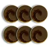 Image de OGO LIVING - Lot 6 assiettes à dessert saturne 21cm en porcelaine marron - 2614847