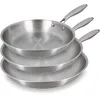 Image de MENASTYL - Lot de 3 poêles inox Trinox tous feux dont Induction 24/28/30 cm - Structure 3 couches inox/aluminium - Qualité Professionnelle - Sans substances nocives - Lave-vaisselle - 6014260