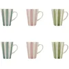 Image de NOVASTYL - Lot de 6 mugs Arlequin 36cl en grès blanc avec rayures Bleues, Roses et Vertes - 2414199