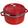 Image de STAUB Cocotte en Fonte Émaillée avec Couvercle et panier vapeur, Tous feux dont induction, 4 à 5 personnes, Ronde, 26 cm, 5 L, 7,2 kg, Cerise