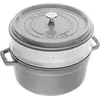 Image de STAUB Cocotte en Fonte Émaillée avec Couvercle et panier vapeur, Tous feux dont induction, 4 à 5 personnes, Ronde, 26 cm, 5 L, 7,2 kg, Gris Graphite
