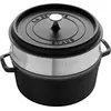 Image de STAUB Cocotte en Fonte Émaillée avec Couvercle et panier vapeur, Tous feux dont induction, 4 à 5 personnes, Ronde, 26 cm, 5 L, 7,2 kg, Noir Mat