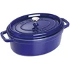 Image de STAUB Cocotte en Fonte Émaillée avec Couvercle, Tous feux dont induction, 5 à 6 personnes, Ovale, 31 cm, 5,50 L, 7 kg, Bleu Intense