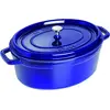 Image de STAUB Cocotte en Fonte Émaillée avec Couvercle, Tous feux dont induction, 6 à 7 personnes, Ovale, 33 cm, 6,70 L, 8,2 kg, Bleu Intense